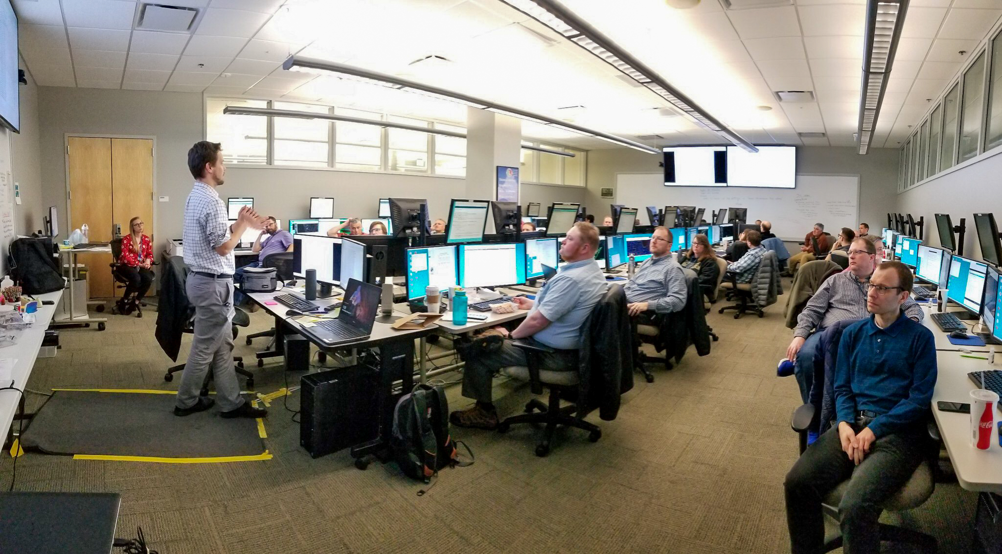 Eric Jacobsen teaching an aspect of the NWS WDTD Hazard Services Focal Point Workshop to NWS forecasters. (Photo by Mike Magsig/NWS WDTD Workshop Lead) 